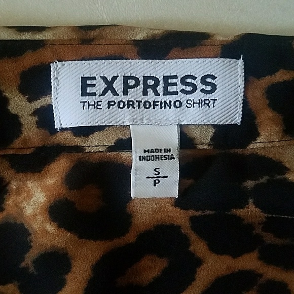 EXPRESS Portofino Button Up w/ Leapoard Print - Picture 4 of 4